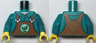 Torso Dark Orange Overalls with Green Sprout with 2 Leaves on White Circle Pattern / Dark Turquoise Arms / Yellow Hands