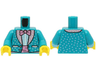 Torso Jacket with Metallic Light Blue Squares and Silver Lapels, White Shirt, Metallic Pink Bow Tie Pattern (BAM) / Dark Turquoise Arms / Yellow Hands