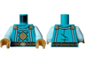 Torso Robe with White Trim, Black Folds, Medium Brown Belt, Gold and Dark Orange Buckle, Shoulder Pads and Ornament Pattern / Light Aqua Arms / Pearl Gold Hands