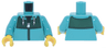 Torso Jacket with White Zipper, Drawstrings, Dark Green Panel and Trim over Black Shirt Pattern / Dark Turquoise Arms / Yellow Hands