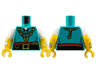 Torso Shirt with Black Laces and Belt, Red Skirt and Gold Necklaces, Buckle and Compass Pattern / Yellow Arms with Molded White Short Sleeves and Printed Yellow Dots and Bracelets Pattern / Yellow Hands