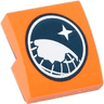 Slope, Curved 2 x 2 x 2/3 with Dark Blue and White Arctic Explorer Logo Pattern