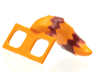 Minifigure Costume Tail Fluffy with Dark Red Stripes Pattern - Flexible Rubber