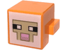Creature Head Pixelated with Black and White Eyes, Bright Pink Nose, Tan Face with Dark Tan Outline on White Background Pattern (Minecraft Sheep)
