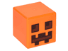 Minifigure, Head, Modified Cube with Pixelated Dark Brown and Reddish Brown Eyes and Mouth Pattern (Minecraft Pumpkin Jack O' Lantern / Snow Golem)