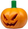 Minifigure, Headgear Head Cover, Pumpkin Jack O' Lantern with Molded Green Stem Pattern