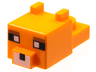 Creature Head Pixelated with Ears, Nose, and Face with White Eyes, Reddish Brown Eyebrows, and White Nose Pattern (Minecraft Fox)