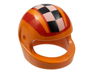 Minifigure, Headgear Helmet Motorcycle (Standard) with Black and White Checkered Panel and Red Stripes Pattern