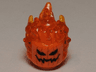 Minifigure, Head, Modified with Molded Trans-Orange Flaming Hair and Printed Pumpkin Jack O' Lantern Pattern