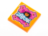 Tile 2 x 2 with BeatBit Album Cover - Queasy Girl and 4 Dark Pink Teddy Bears in Corners Pattern
