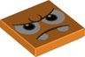 Tile 2 x 2 with Black and White Eyes, Dark Brown Furrowed Brow, Frown with Teeth Pattern (Super Mario Goombrat Face)