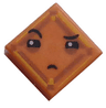 Tile 1 x 1 with Face with Narrowed Eyes, One Eyebrow Raised and Small Frown (Kryptomite) Pattern
