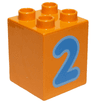 Duplo, Brick 2 x 2 x 2 with Number 2 Blue Pattern