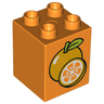 Duplo, Brick 2 x 2 x 2 with Oranges Pattern