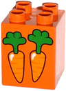 Duplo, Brick 2 x 2 x 2 with 2 Carrots Pattern