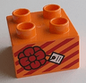Duplo, Brick 2 x 2 with Present / Gift with Bow and Stripes Pattern