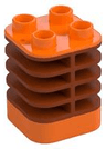 Duplo Brick 2 x 2 x 2 Ribbed - Center Flush with Edge with Molded Flexible Rubber Dark Orange Fins Pattern