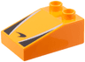 Duplo, Brick 3 x 2 Slope 33 with McLaren Logo, Silver Stripes, Black Triangles Pattern