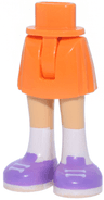 Mini Doll Hips and Skirt with Molded Medium Tan Legs and Printed Medium Lavender Shoes with White Laces, Soles and Socks Pattern - Thin Hinge
