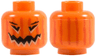 Minifigure, Head Pumpkin Jack O' Lantern with Red Vertical Faded Lines on Back Pattern