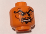Minifigure, Head Alien with Black Arched Curly Eyebrows, Moustache Fu Manchu, Clenched Teeth Pattern