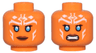 Minifigure, Head Dual Sided Alien Female SW Togruta with Black Eyelashes, Dark Azure Eyes, Reddish Brown Lips, White Markings, Grin / Angry Bared Teeth Pattern