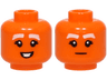 Minifigure, Head Dual Sided Female White Thick Eyebrows, Black Double Eyelashes, Open Mouth Smile with Teeth / Stern Pattern