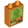 Duplo, Brick 1 x 2 x 2 with Lever, Controls and Screen with Robin Pattern