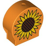 Duplo, Brick 1 x 2 x 2 Round Top with Sunflower Pattern