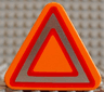 Duplo, Brick 1 x 3 x 2 Triangle Road Sign with Silver and Red Triangle Pattern