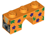 Arch 1 x 3 with Dark Purple Flowers, Green Spikes and Silver Camera Pattern
