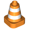 Duplo Cone 2 x 2 x 2 Square Base with White Stripes Pattern