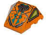 Wedge 4 x 3 Triple Curved No Studs with Silver Snake Head and Panels, Lime and Yellowish Green Eyes, and Dark Turquoise Markings Pattern