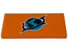 Tile 2 x 4 with Medium Azure, Dark Blue and Black Arctic Explorer Logo Pattern