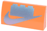 Slope, Curved 2 x 4 x 2/3 with Bottom Tubes with Metallic Light Blue Nike Swoosh Logo and 1 x 3 Brick with Metallic Pink Dot Gradient Pattern