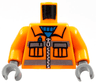 Torso Construction Uniform Shirt with Pockets and Silver Zipper and Reflective Stripes over Blue Sweater Pattern / Orange Arms / Dark Bluish Gray Hands