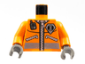 Torso Rescue Coast Guard Logo Jacket with Pockets and Radio Pattern / Orange Arms / Dark Bluish Gray Hands