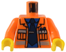 Torso Town Construction Jacket Open, Silver Reflective Stripes, Blue Shirt, Dark Blue Tie Pattern / Orange Arms / Yellow Hands