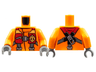 Torso Coast Guard, Jacket with Harness and Yellow Coast Guard Logo Badge Pattern / Orange Arms / Dark Bluish Gray Hands