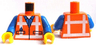 Torso Safety Vest with Reflective Crossed Stripes over Blue Shirt Pattern / Blue Arms / Yellow Hands