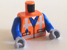 Torso Safety Vest with Reflective Crossed Stripes over Blue Shirt Pattern / Blue Arms / Light Bluish Gray Hands