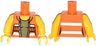 Torso Female Open Safety Vest with Silver Reflective Stripes over Olive Green Shirt Pattern / Yellow Arms / Yellow Hands
