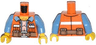 Torso Safety Vest with Reflective Stripe, Medium Blue Shirt, Hairy Chest, Brown Belt with Pouches Pattern / Medium Blue Arms / Yellow Hands