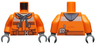 Torso Construction Jacket over Sand Blue Hoodie, Reflective Stripe, Zipper Pockets, Dark Orange Belt with Pouch and Radio Pattern / Orange Arms / Dark Bluish Gray Hands