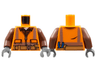 Torso Safety Vest with Reflective Stripes, Reddish Brown Shirt, Medium Nougat Belt with Pouch and Pliers Pattern / Reddish Brown Arms / Dark Bluish Gray Hands