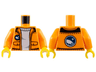 Torso Jacket with Pockets over White Sweater, Arctic Explorer Logo on Reverse Pattern / Orange Arms / Yellow Hands