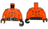 Torso Ninjago Bare Chest with Muscles Outline, Scars, Dark Green Belt on Front and Back Pattern / Orange Arms / Reddish Brown Hand Right / Pearl Dark Gray Hook Left