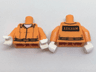 Torso Prisoner Jumpsuit with Dark Orange Belt over White Shirt, 'ARKHAM' on Black Rectangle on Back Pattern / Orange Arms / White Hands