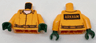Torso Prisoner Jumpsuit with Dark Orange Belt over White Shirt, 'ARKHAM' on Black Rectangle on Back Pattern / Orange Arms / Dark Green Hands