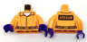 Torso Batman Prisoner Female Jumpsuit with Belt, White Undershirt and 'ARKHAM' on Back Pattern / Orange Arms / Dark Purple Hands